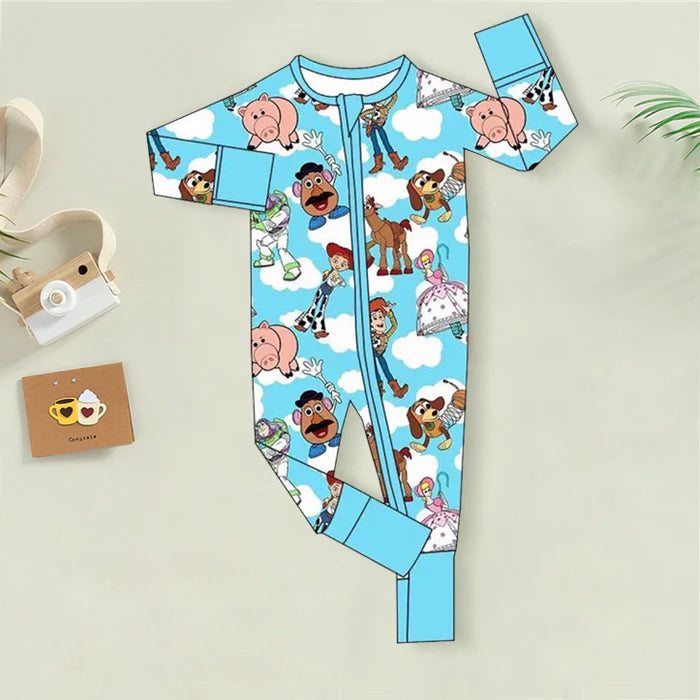 Woody And Friends Printed Zipper Bamboo Viscose Baby Jumpsuit