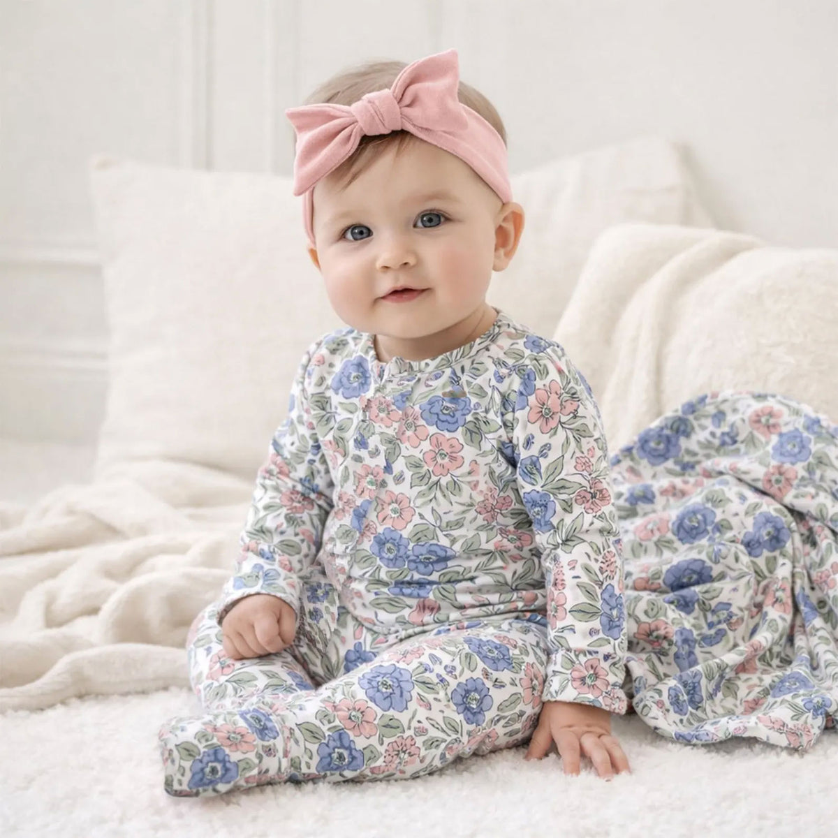 Gorgeous Floral Print Long Sleeve Baby Jumpsuit