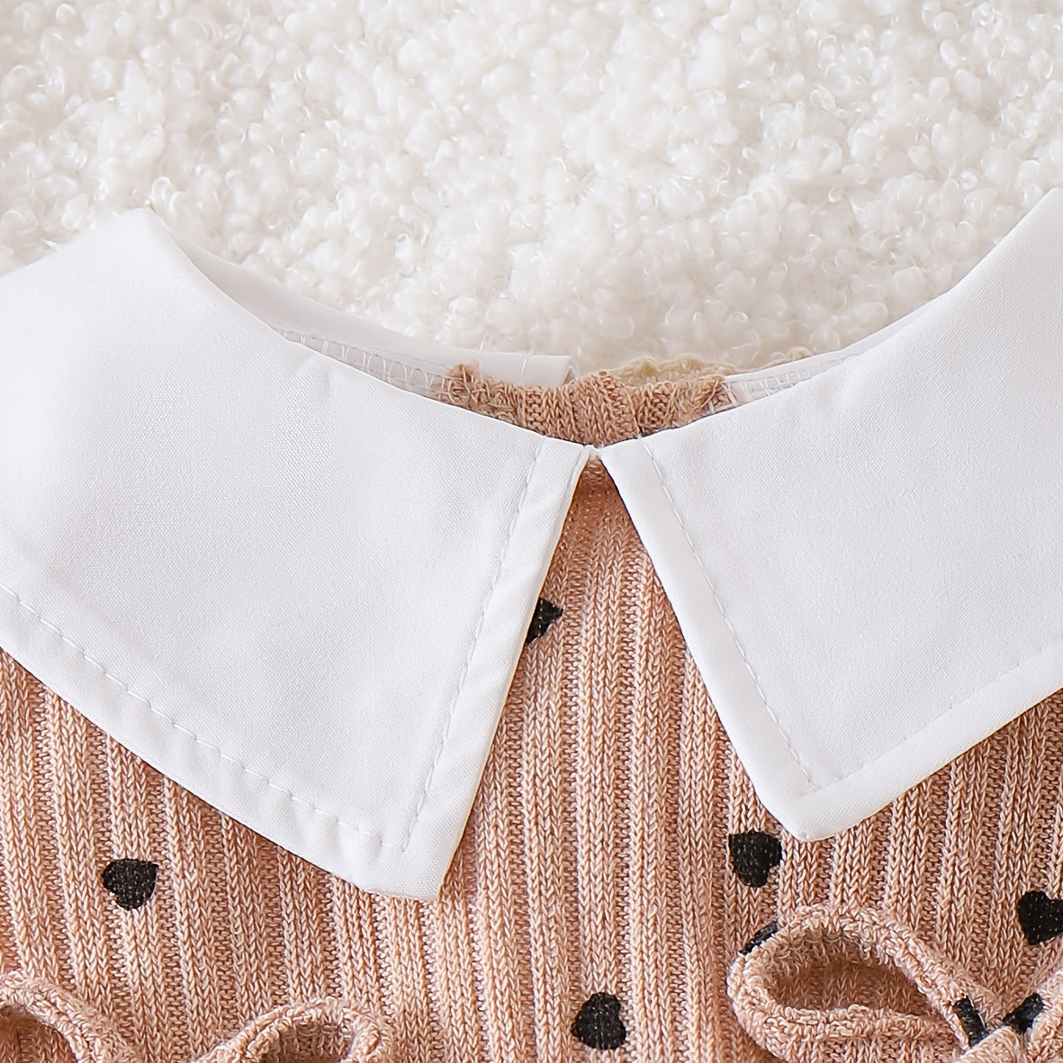 2PCS Charming Heart Print Bow Long Sleeve Baby Girl Set