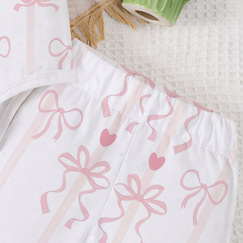 2PCS Love Like Jesus Letter Bow Print Baby Set