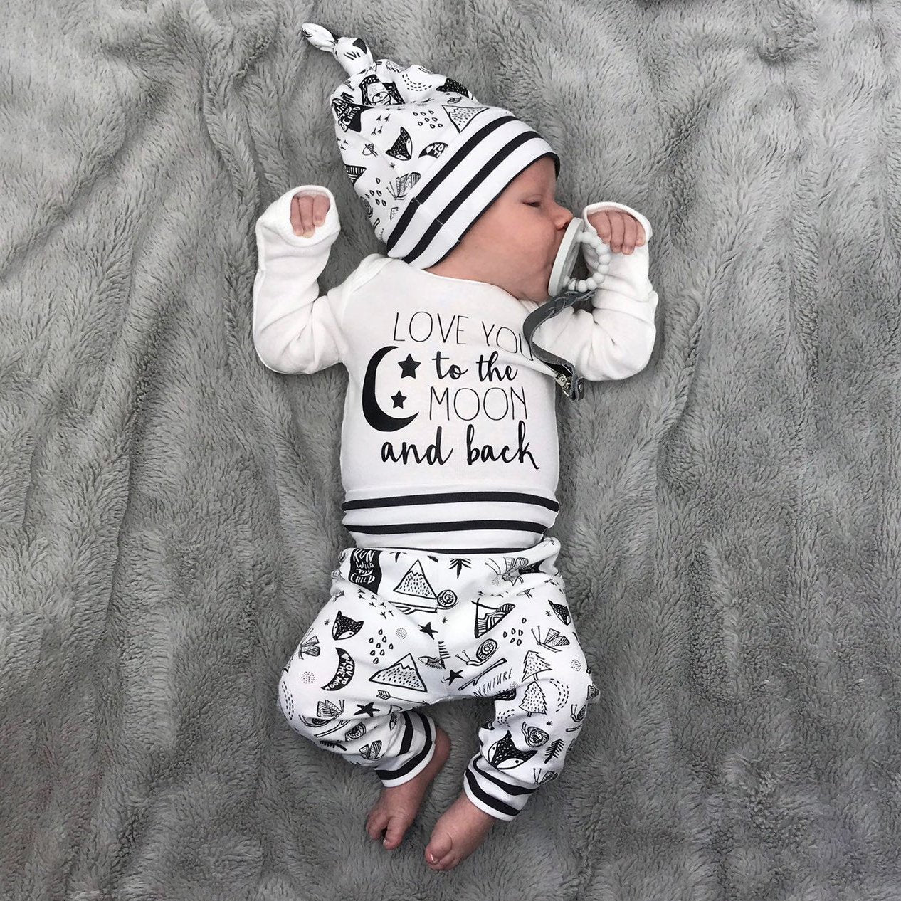 3PCS Love You To The Moon And Back Baby Set - Main Image