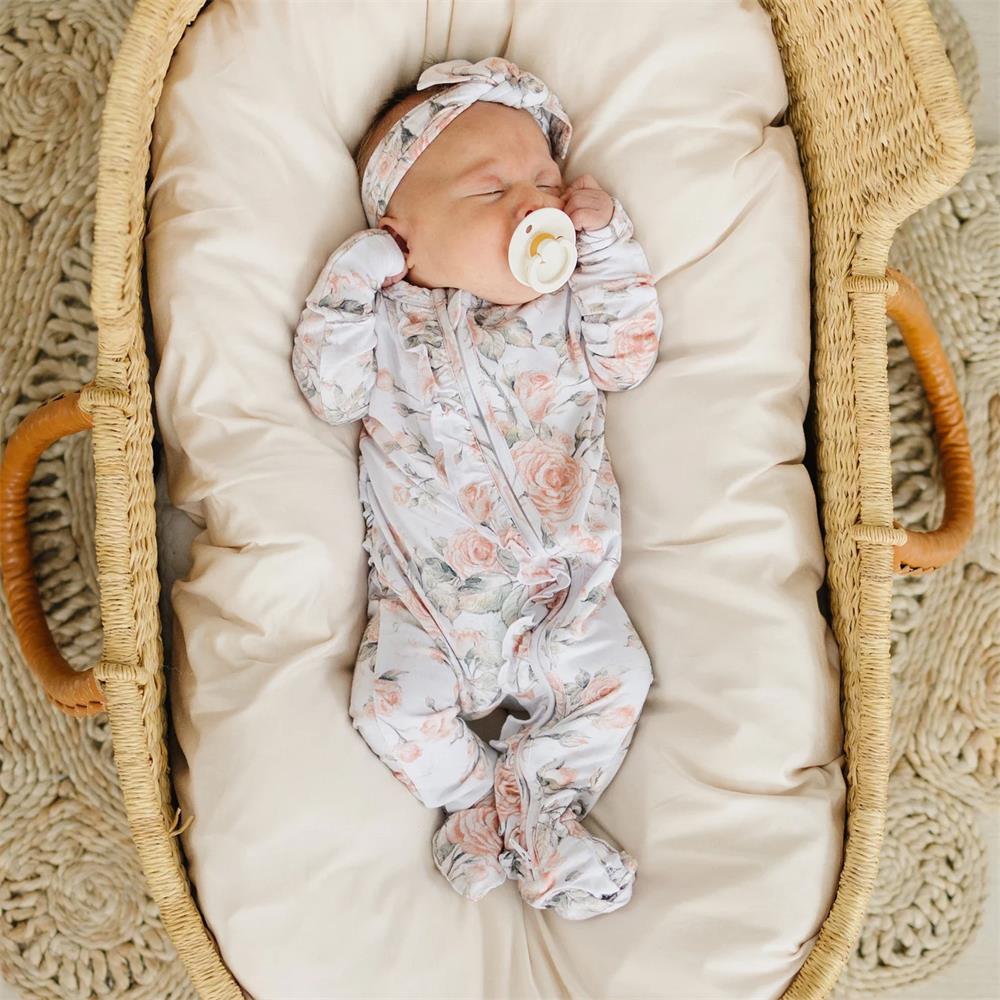 2PCS Comfy Cute Floral Print Long Sleeve Baby Jumpsuit