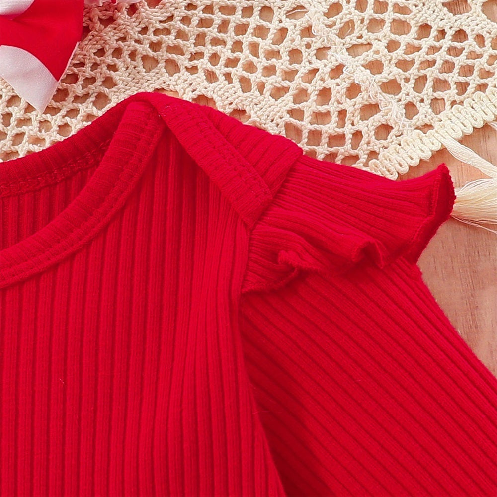 3PCS Stylish Comfy Heart Print Long Sleeve Baby Set