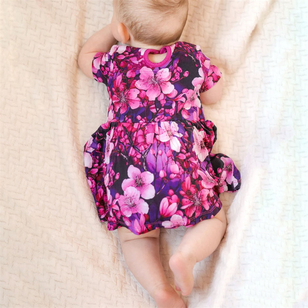 2PCS Trend Floral Printed Short Sleeve Baby Romper