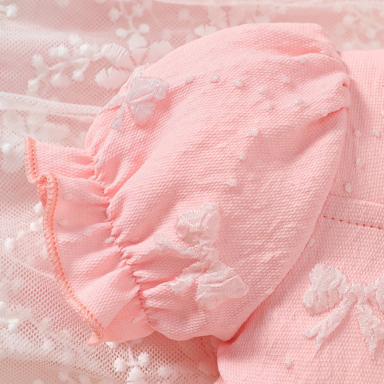 2PCS Sweet Floral and Bow Print Puff Sleeve Baby Romper