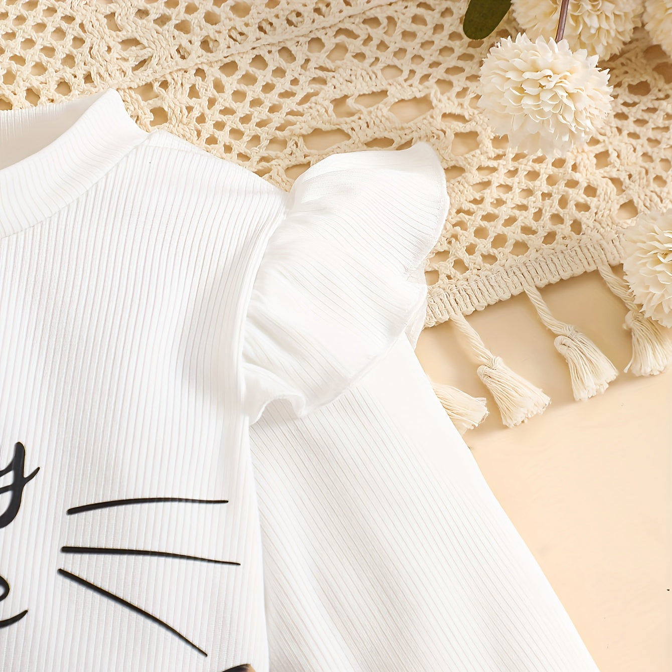 2PCS Convey A Smile Letter Leopard Print Baby Set