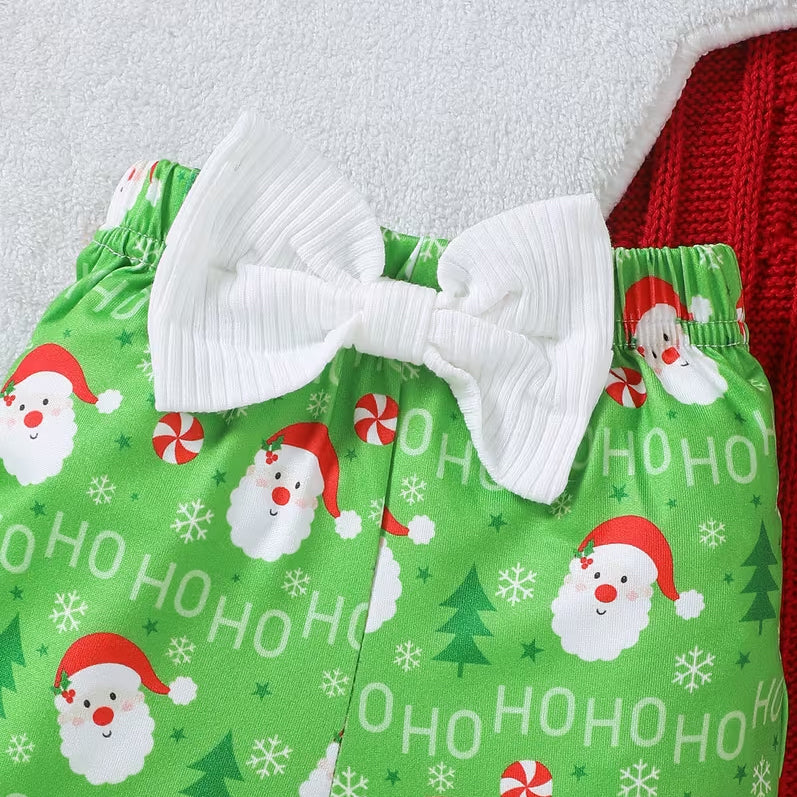 3PCS Quirky The Baby Who Stole Christmas Letter Santa Claus Print Baby Set