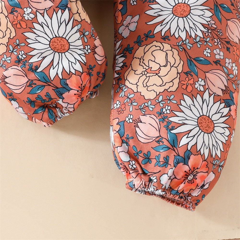 3PCS Trend Floral Print Long Sleeve Baby Set