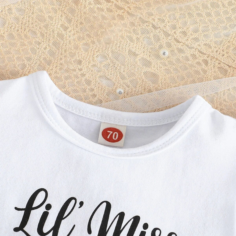 3PCS Lovely Lil Miss Love Bug Letter Ladybug Print Baby Set