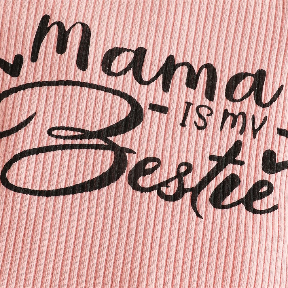 3PCS Mama Is My Bestie Letter Print Short Sleeve Baby Set