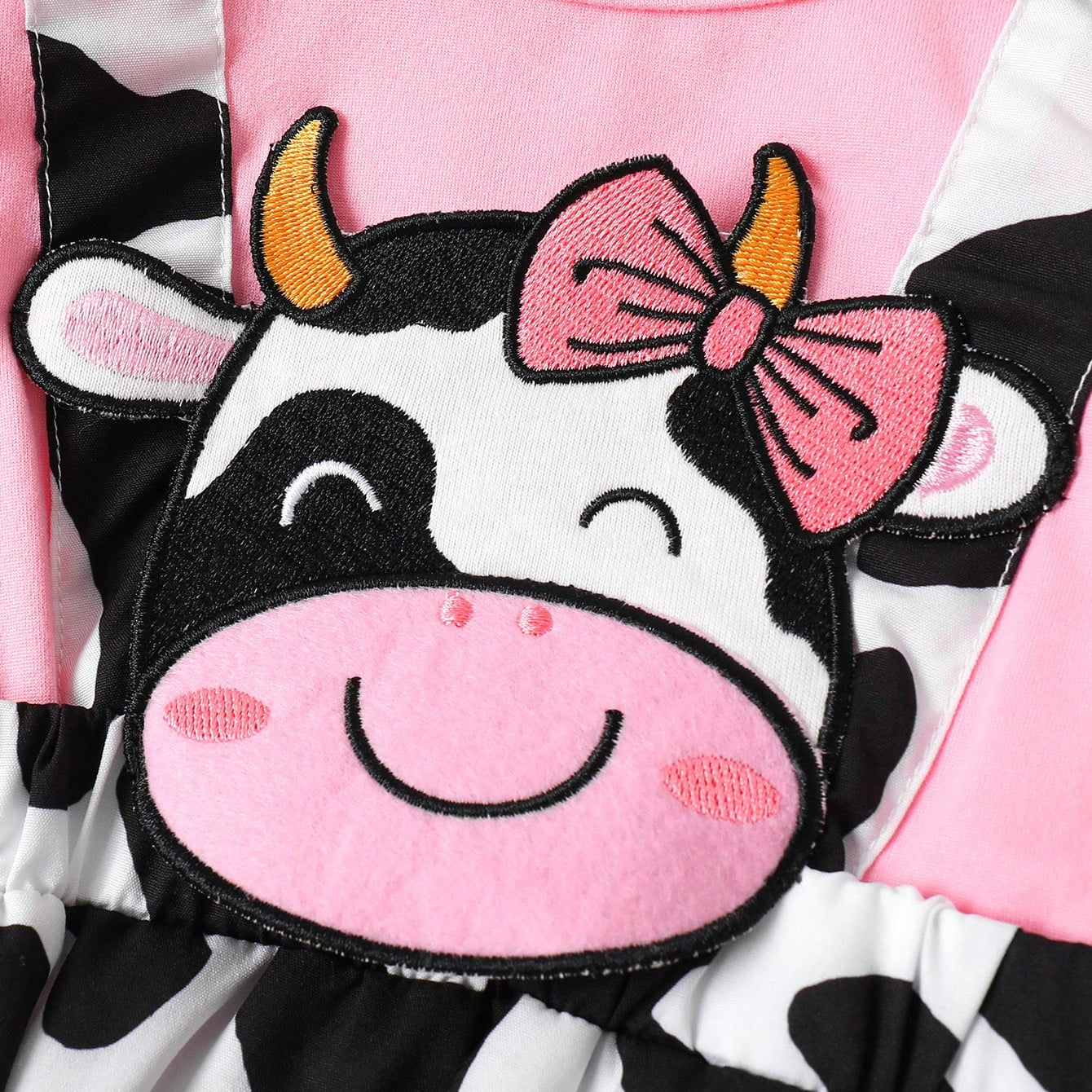 2PCS Lovely Cow Printed Long Sleeve Baby Romper