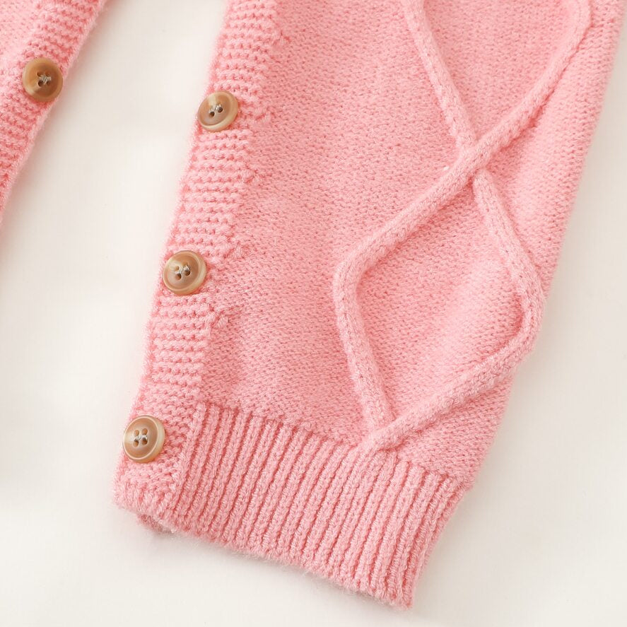 2PCS Grace Floral Embroidered Long Sleeve Knit Baby Girl Overalls Set