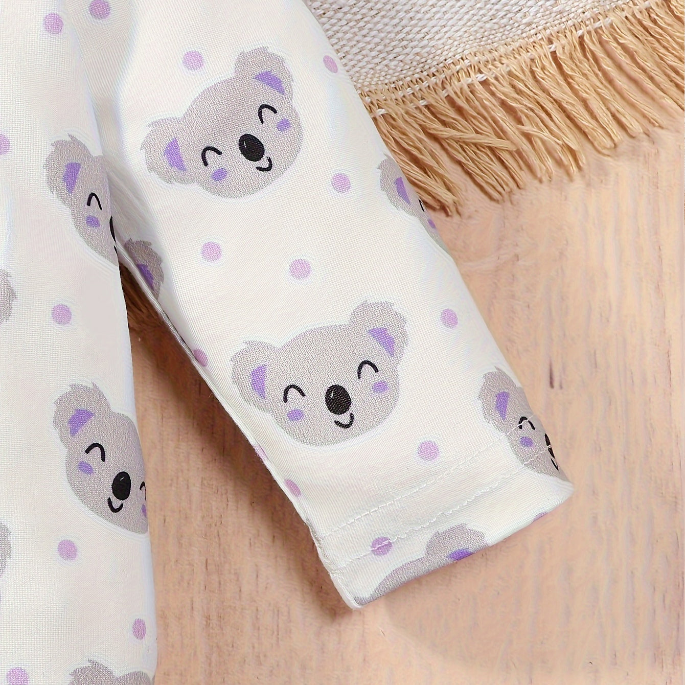 2PCS Casual Koala Printed Footed Baby Jumpsuit