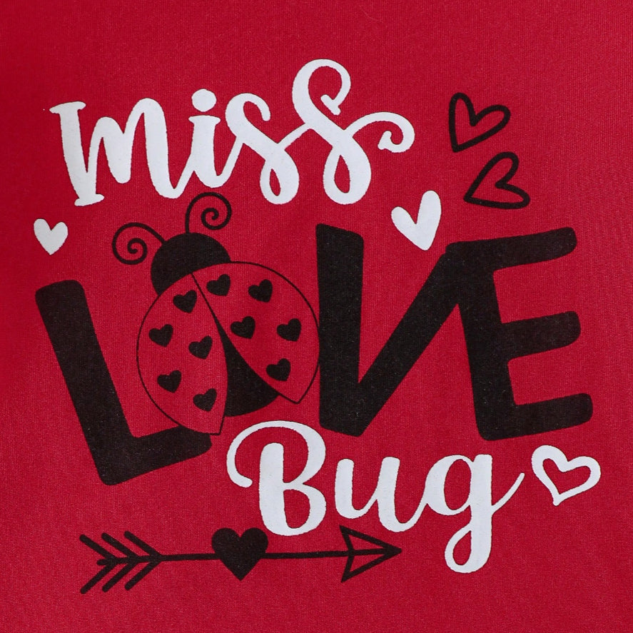 4PCS Miss Love Bug Letter Ladybug Floral Print Baby Set