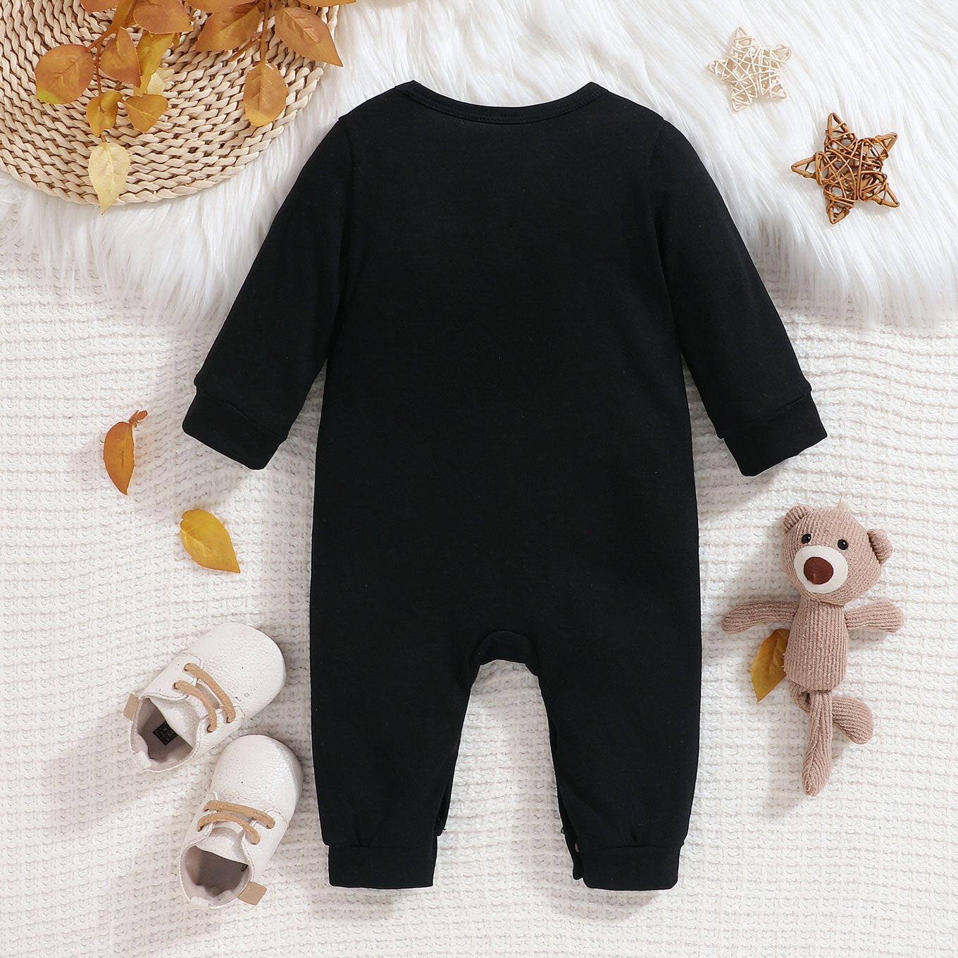 Timeless Halloween Skeleton Printed Long Sleeve Baby Jumpsuit