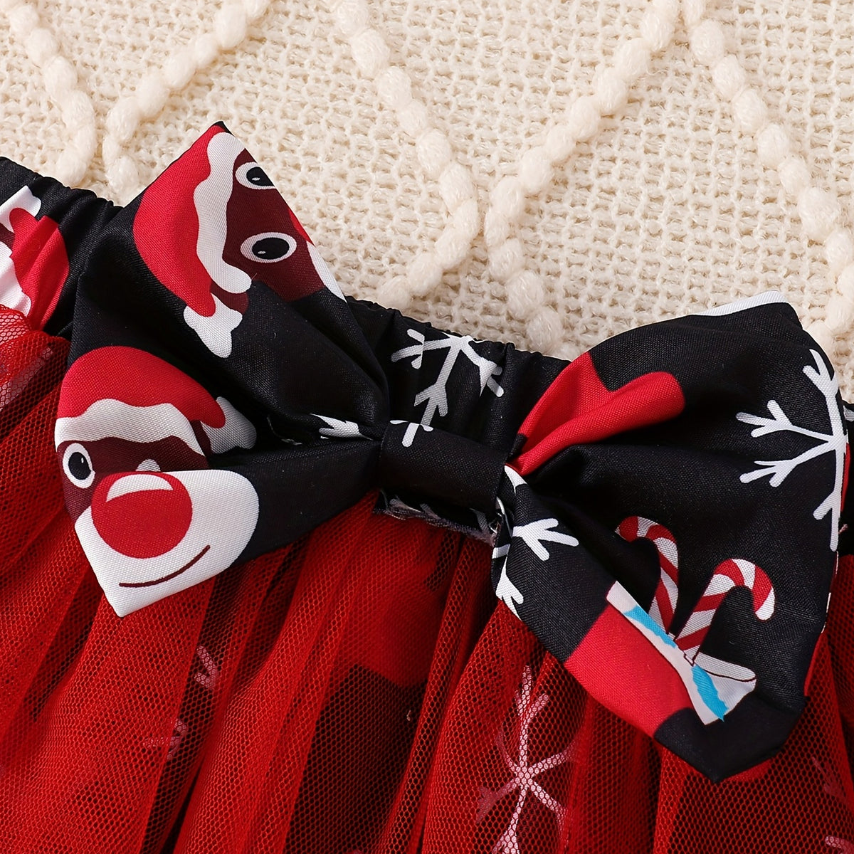 3PCS My 1st Christmas Letter Reindeer and Santa Print Baby Tulle Set