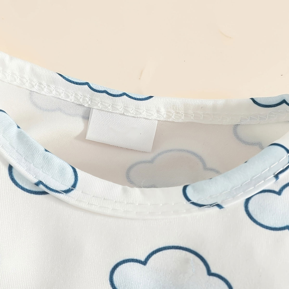 3PCS Lovely Swan Embroidered Cloud Print Baby Girl Overalls Set
