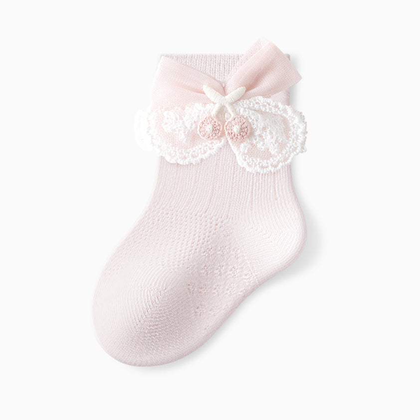 Sweet Ornament Decorative Mid Calf Baby Socks