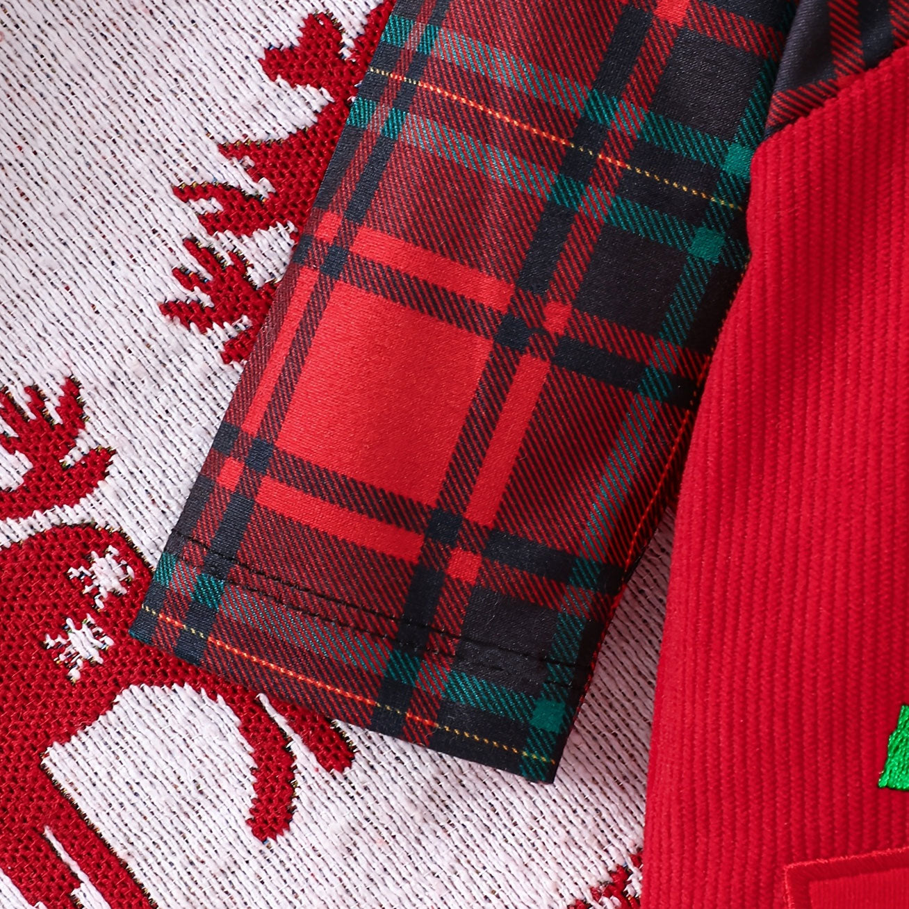 Christmas Trees Plaid Printed Long Sleeve Baby Jumpsuit