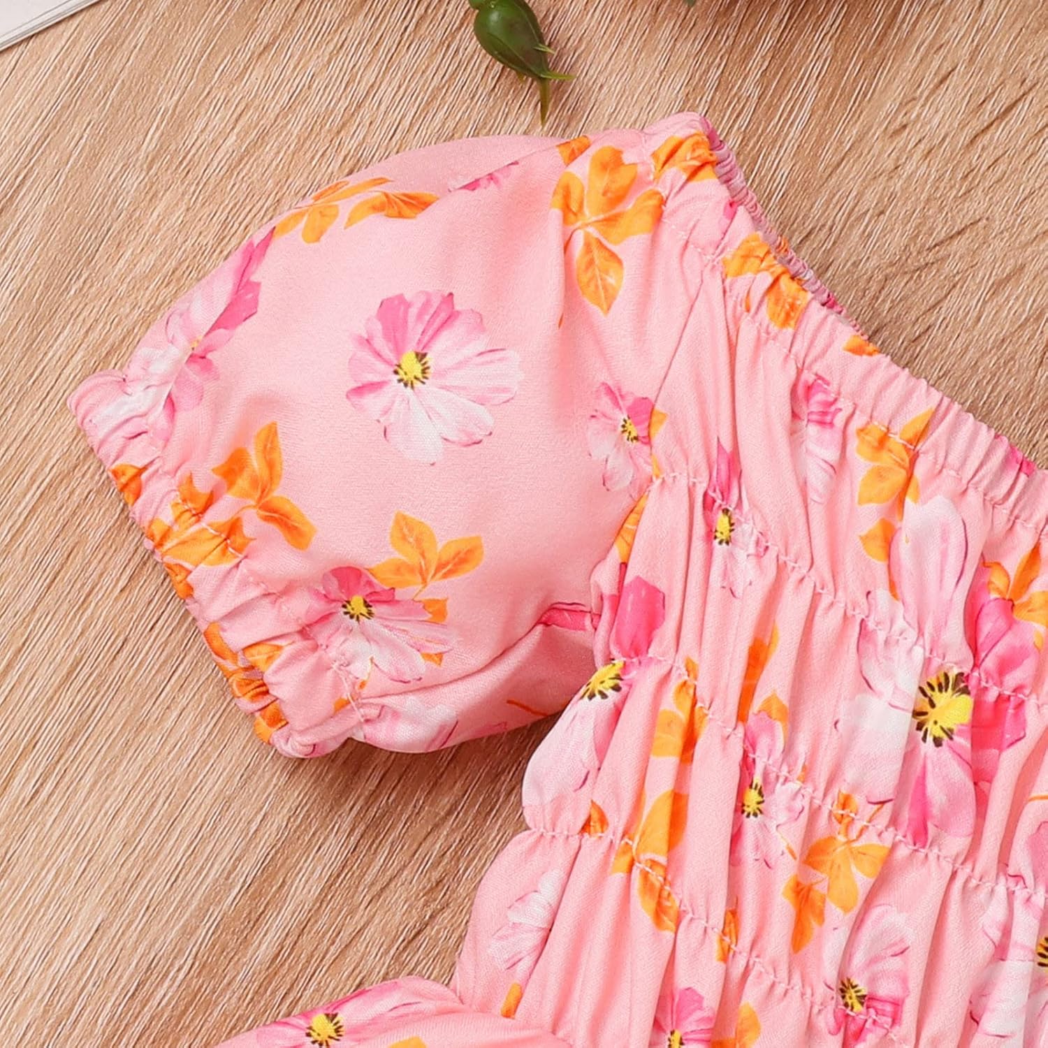 2PCS Summer Pretty Floral Printed Short Sleeve Baby Romper