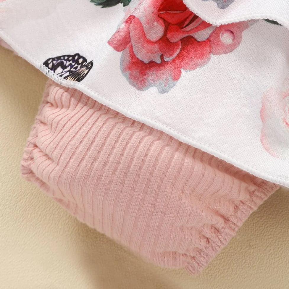 2PCS Daddy's Girl Letter Floral Print Short Sleeve Baby Romper