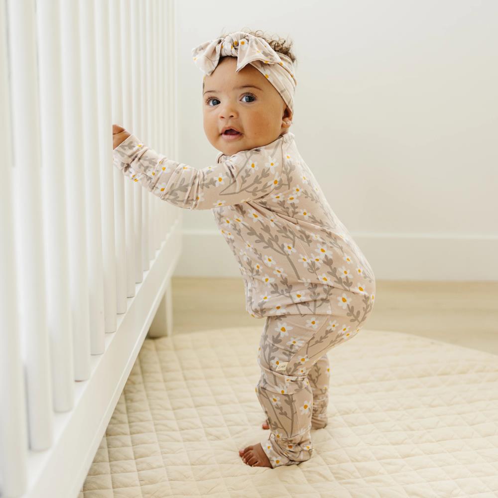 2PCS Cheerful Floral Printed Zipper Baby Jumpsuit