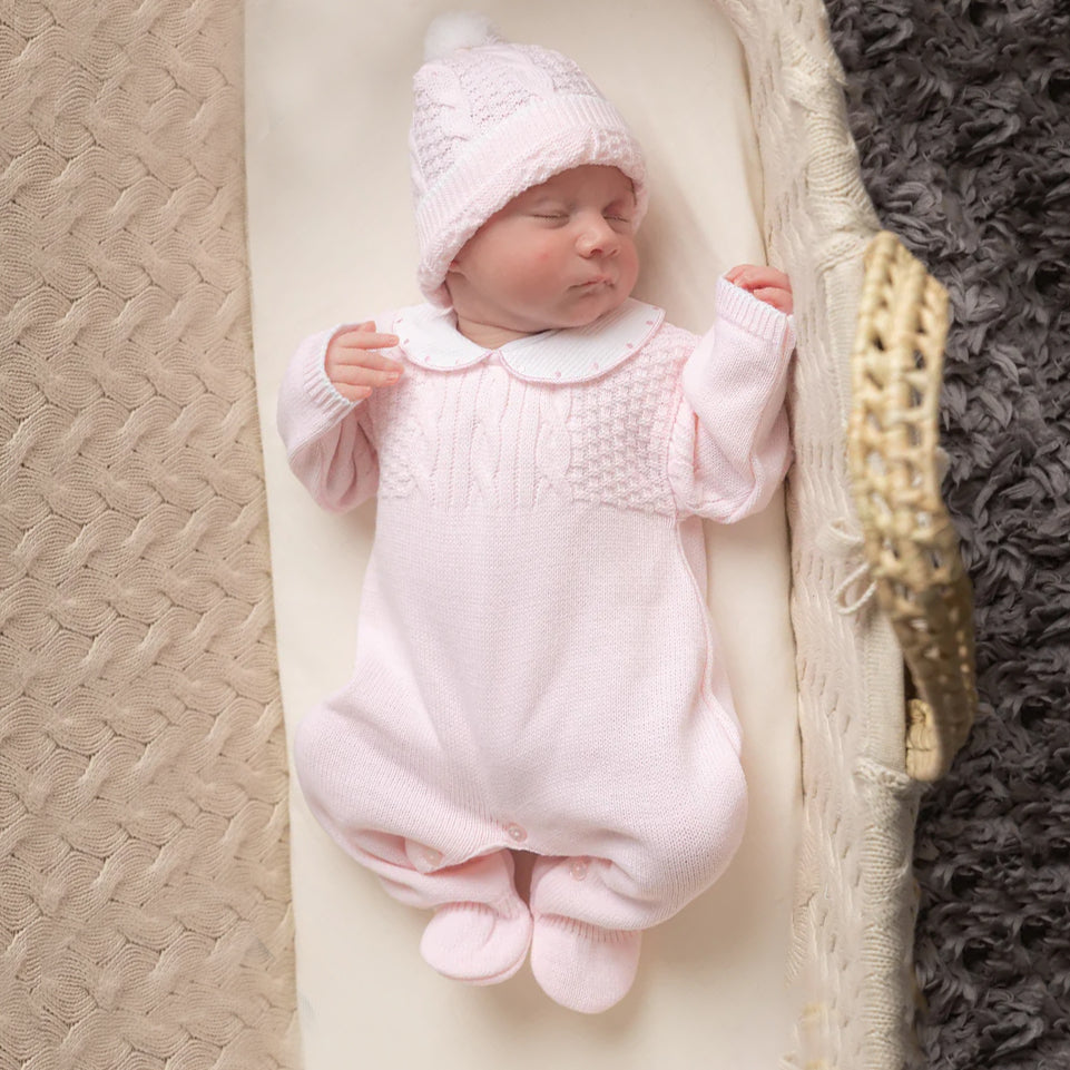 2PCS Sweet Solid Color Knitted Long Sleeve Baby Jumpsuit