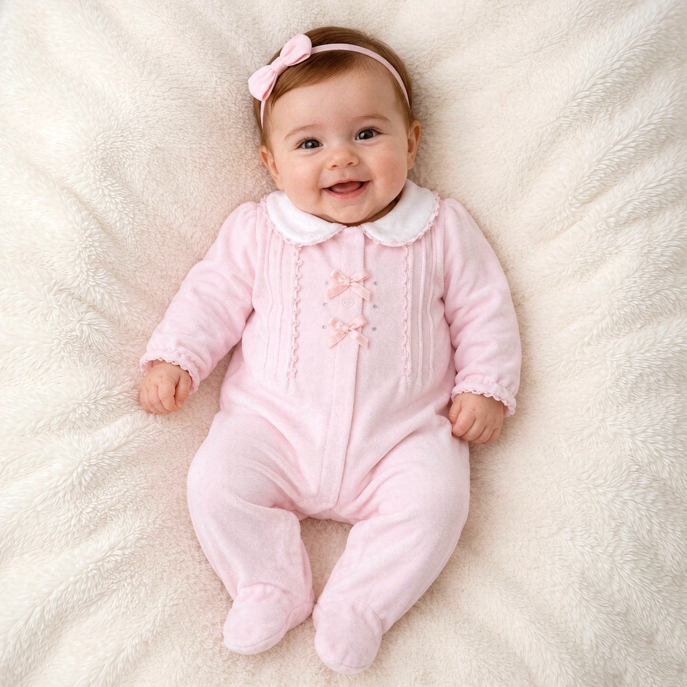Sweet Color Block Peter Pan Collar Long Sleeve Baby Velvet Jumpsuit