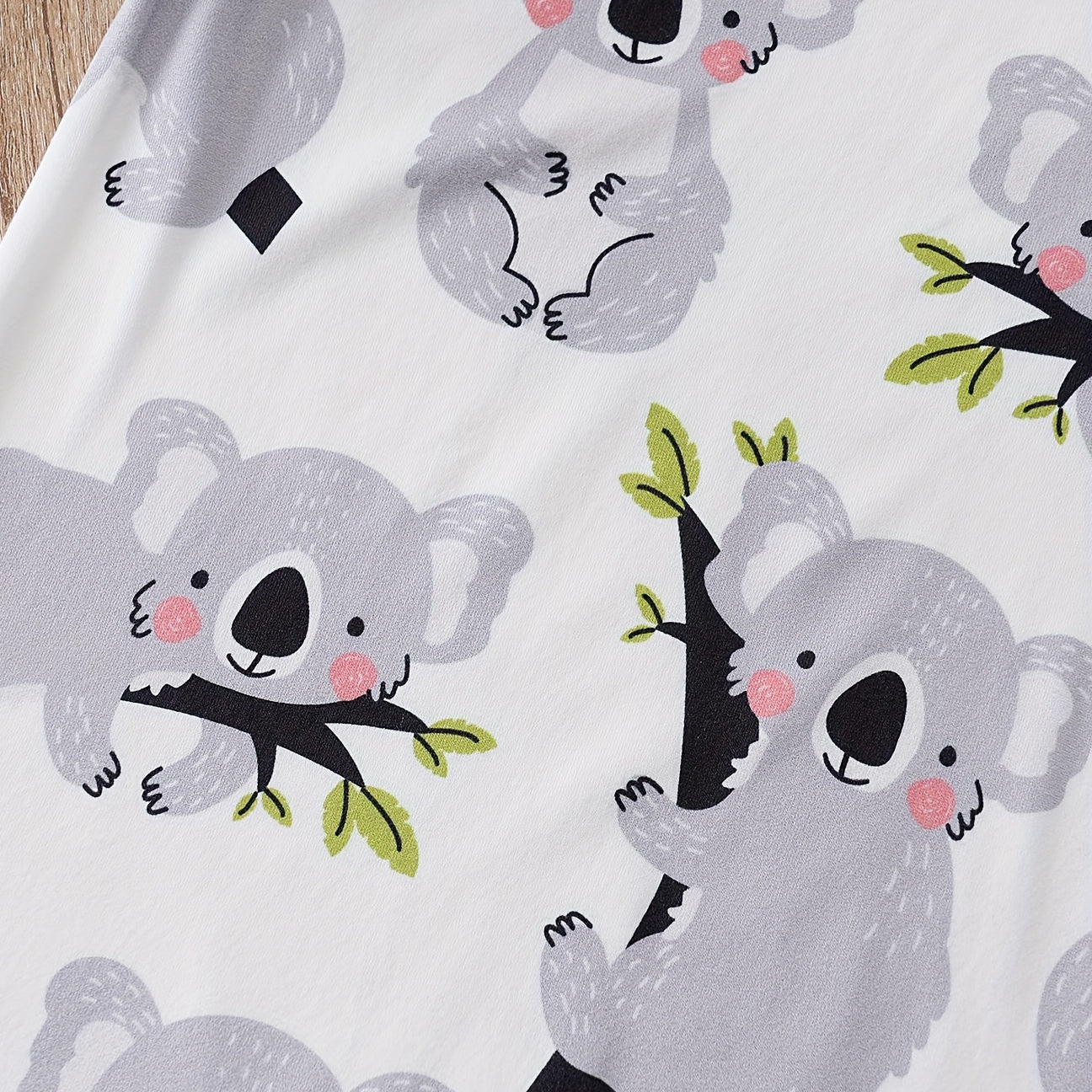 Comfy  Cartoon Koala Printed Short Sleeve Baby Jumpsuit