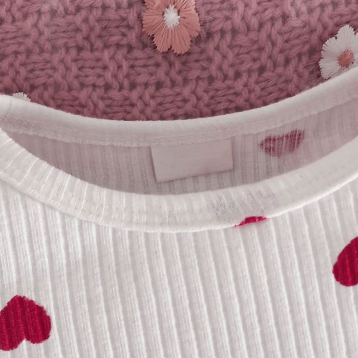 3PCS Grace Heart Printed Long Sleeve Baby Overalls Set