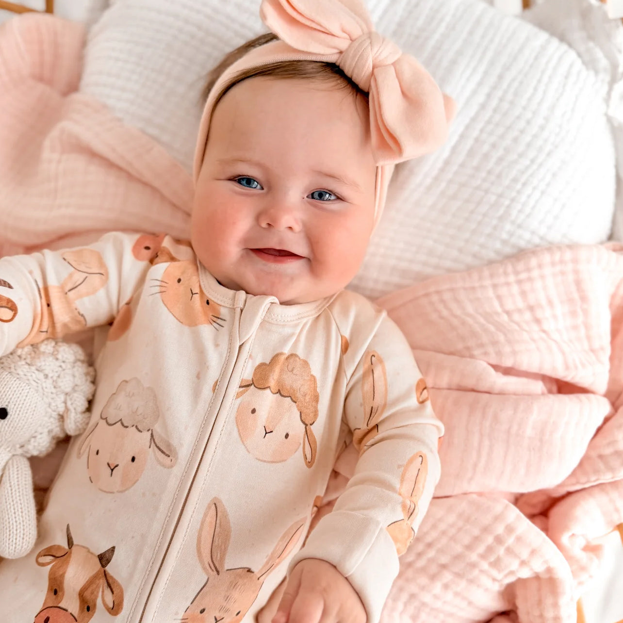 Adorable Animal Print Zipper Long Sleeve Baby Jumpsuit