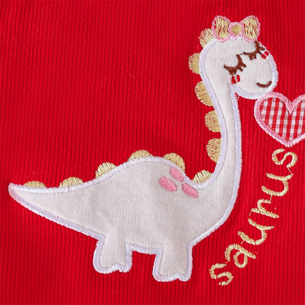 3PCS Dinosaur Embroidery Heart Print Long Sleeve Baby Set
