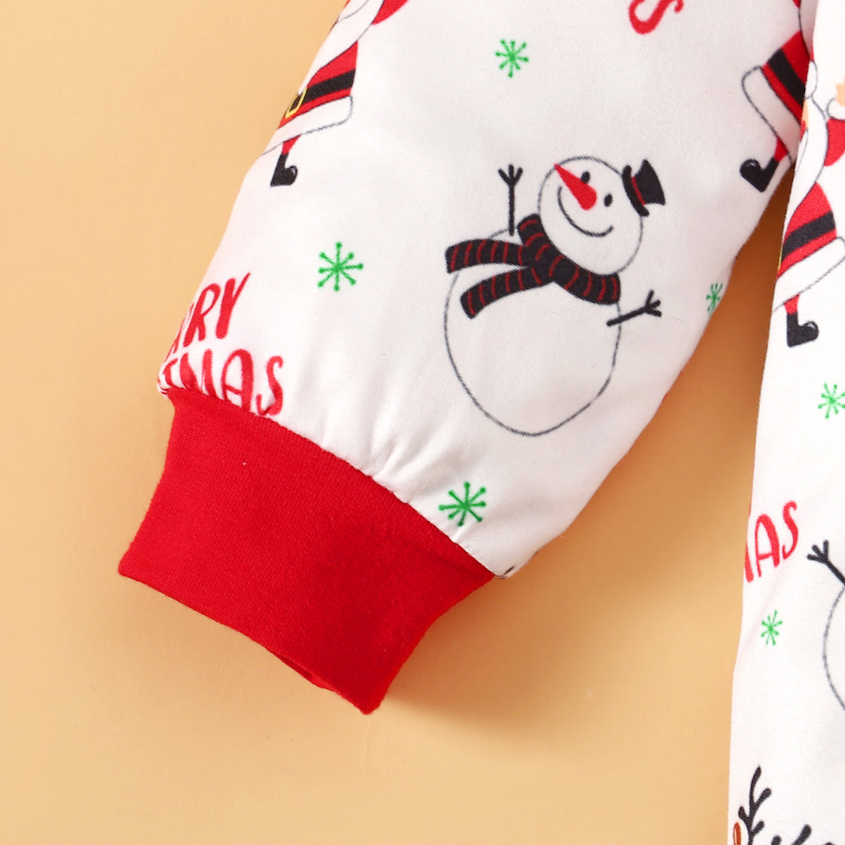 2PCS Merry Christmas Letter Santa Claus Printed Baby Jumpsuit With Hat