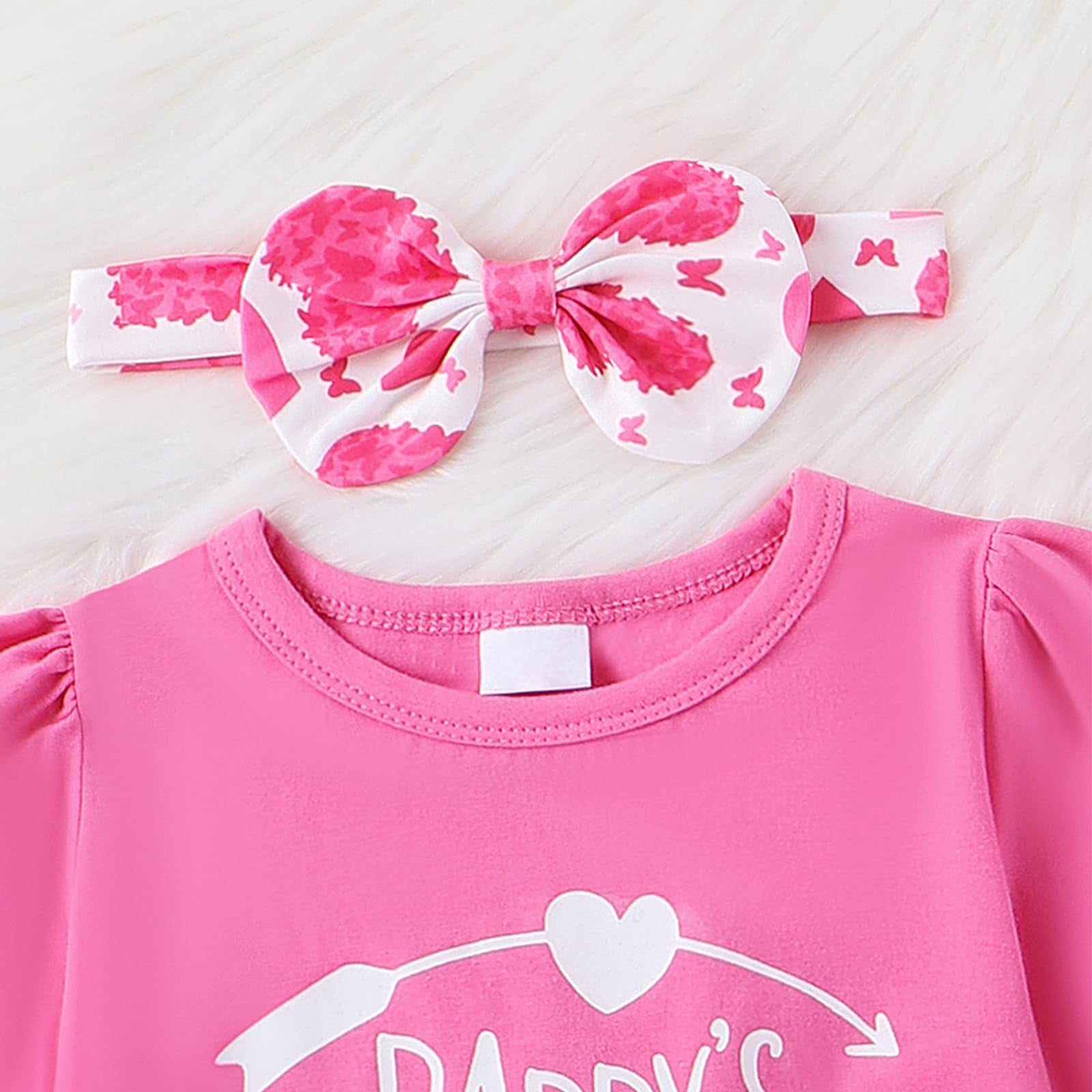 3PCS Daddy's Girl Letter Heart Printed Long Sleeve Baby Set