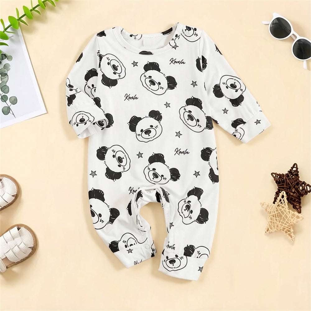 Lovely Koala Print Long Sleeve Baby Jumpsuit