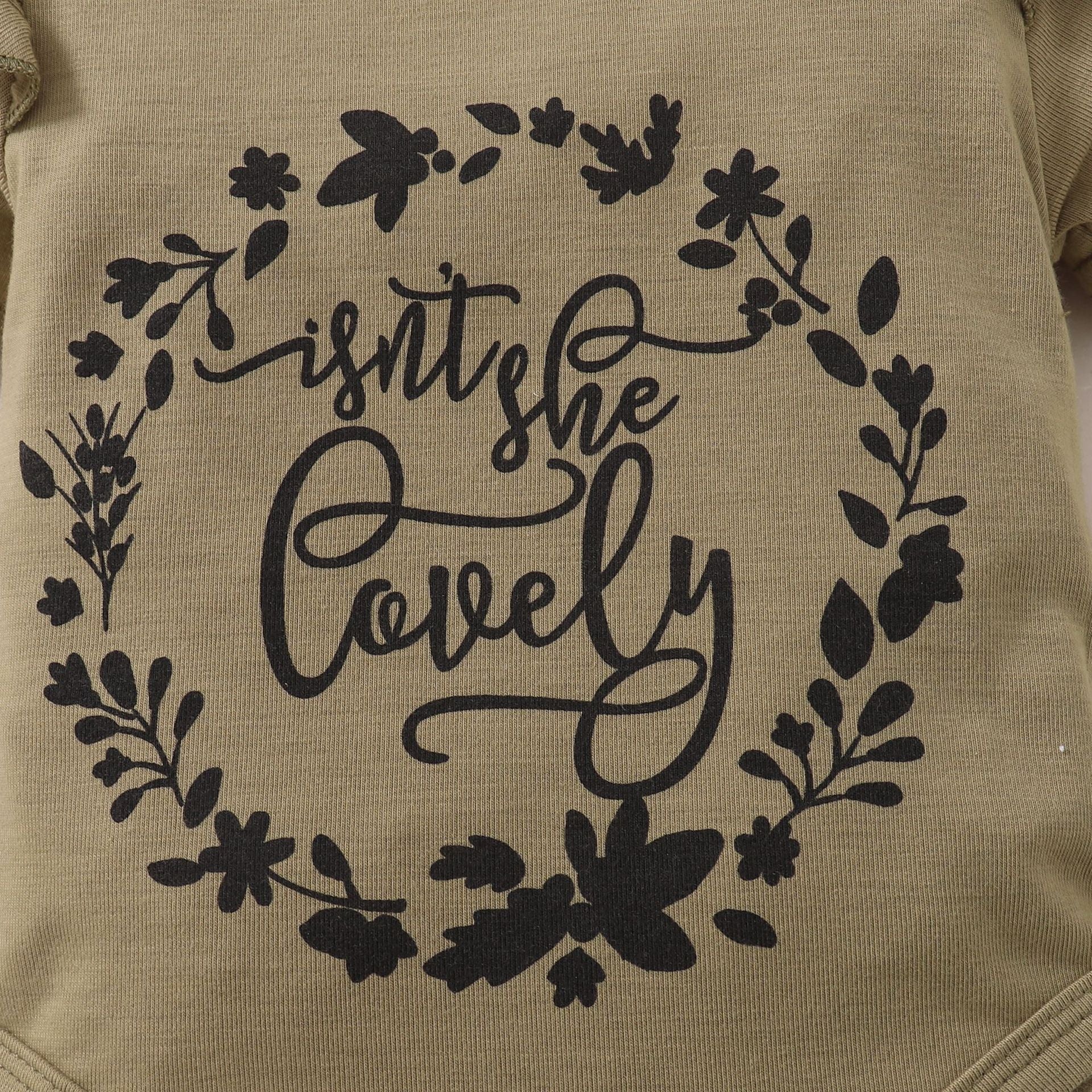 3PCS Isn't She Lovely Letter Camouflage Printed Baby Set