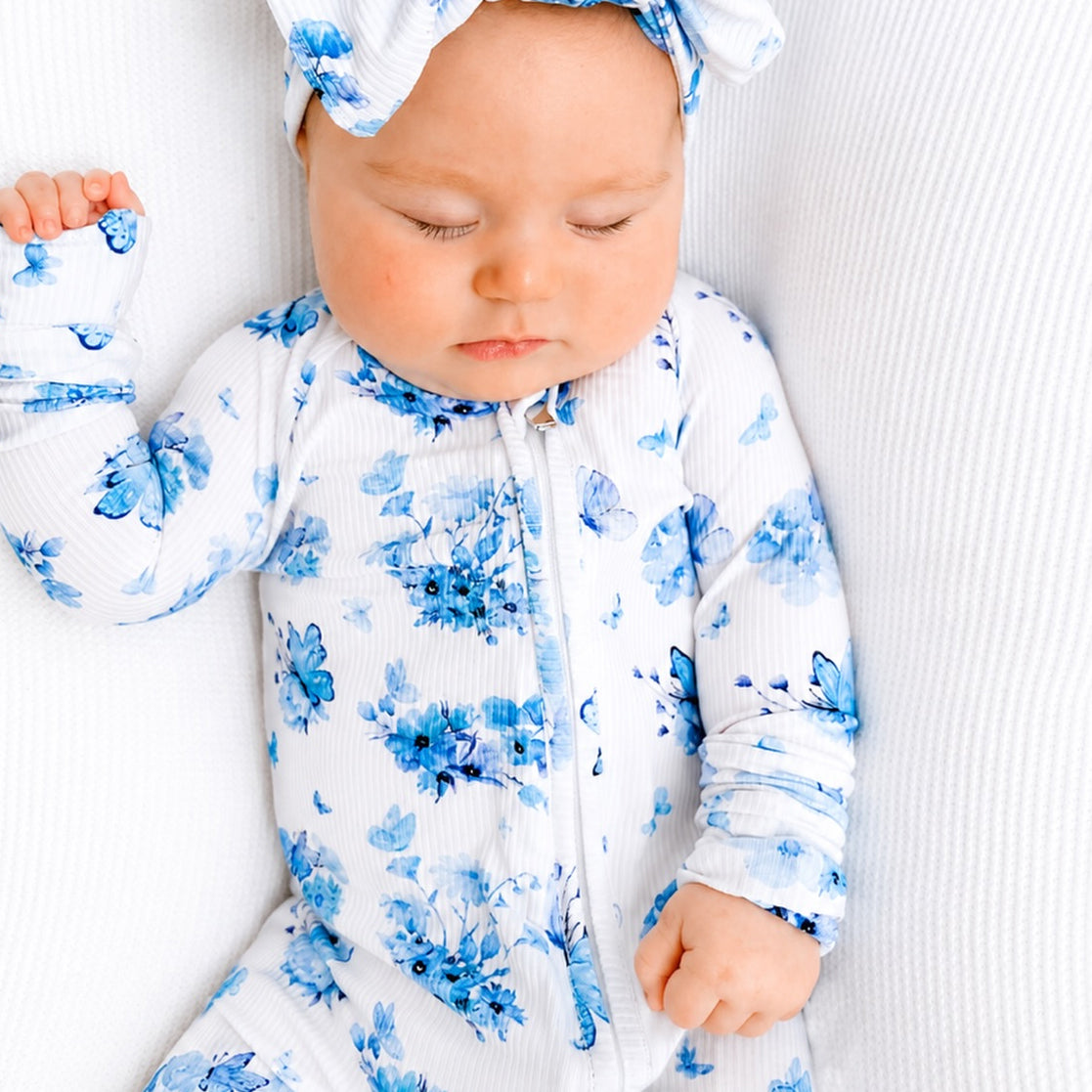 2PCS Sweet Butterfly Floral Print Zipper Baby Jumpsuit