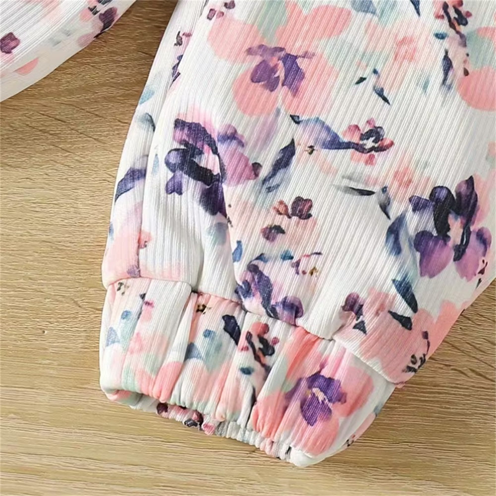 3PCS Comfy Pretty Floral Printed Long Sleeve Baby Set