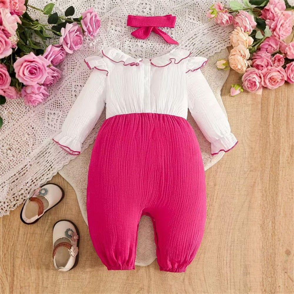2PCS Stylish Color Clash Long Sleeve Baby Jumpsuit