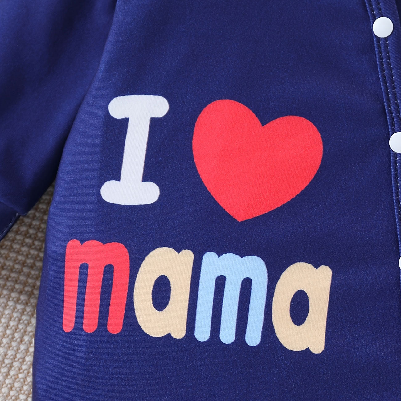 Lovely I Love Mama Papa Letter Printed Long Sleeve Baby Jumpsuit