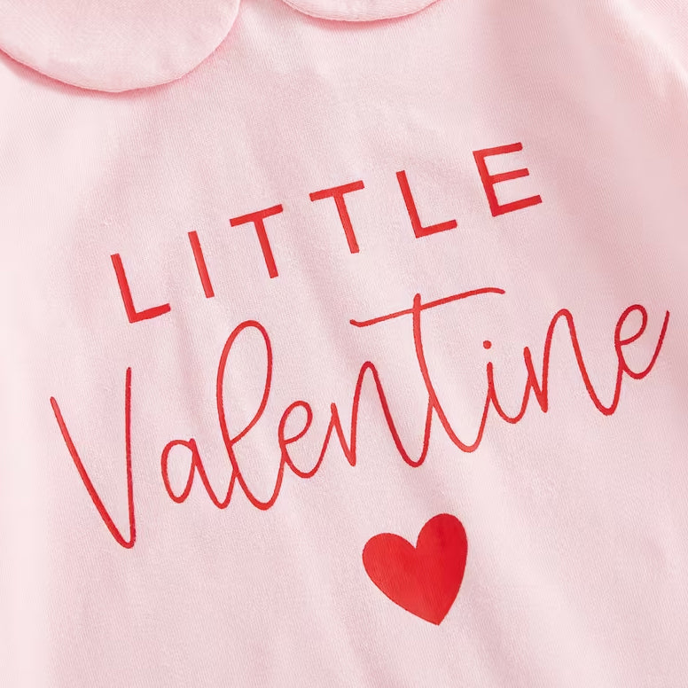 2PCS Little Valentine Letter Heart Printed Baby Jumpsuit