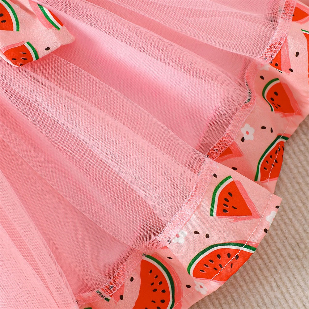 3PCS One in A Melon Letter Print Short Sleeve Baby Skirt Set