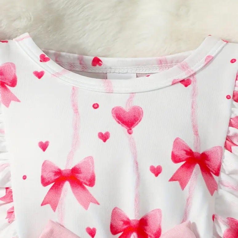 Charming Bow Printed Long Sleeve Baby Jumpsuit