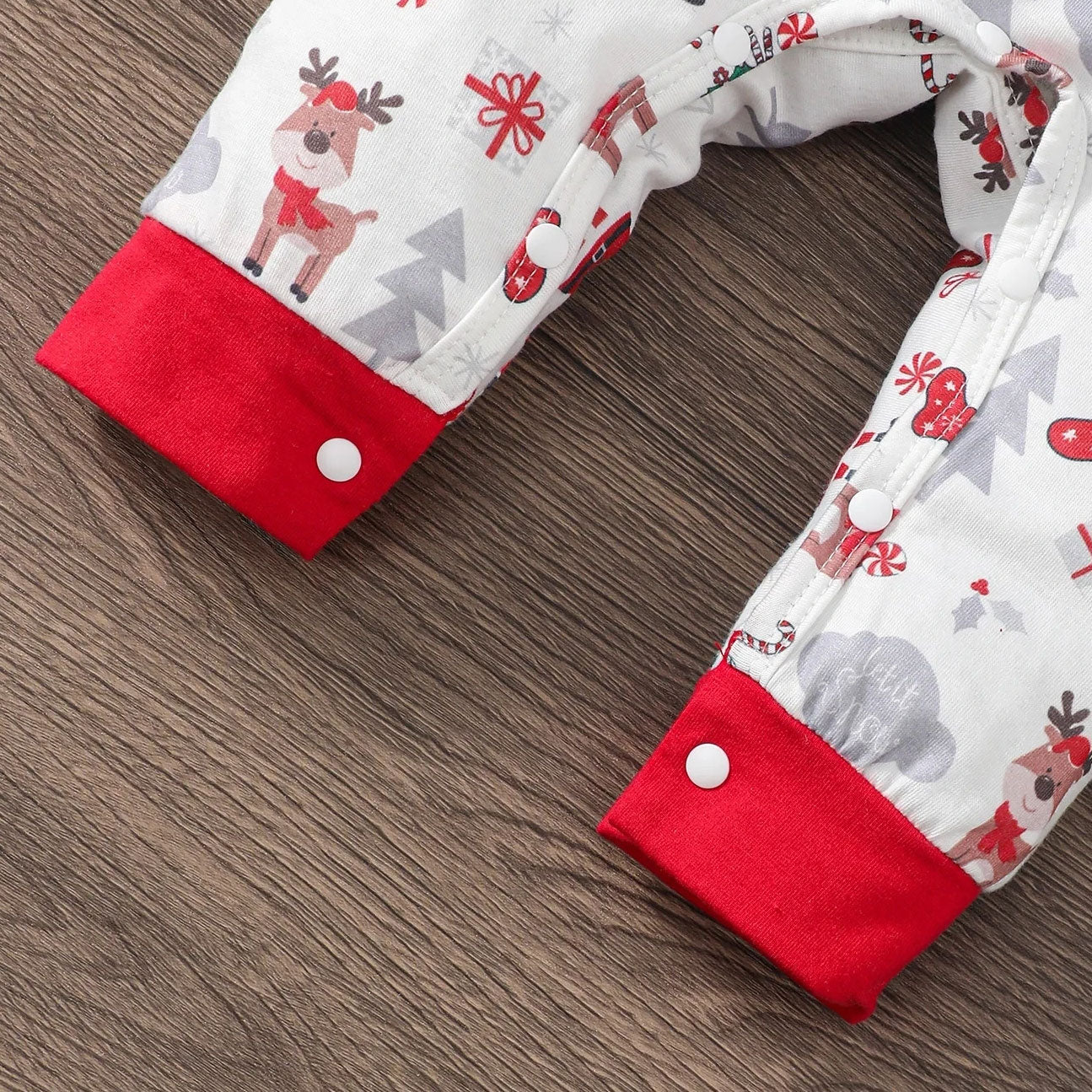 2PCS Adorable Christmas Santa Claus Elk Printed Baby Jumpsuit