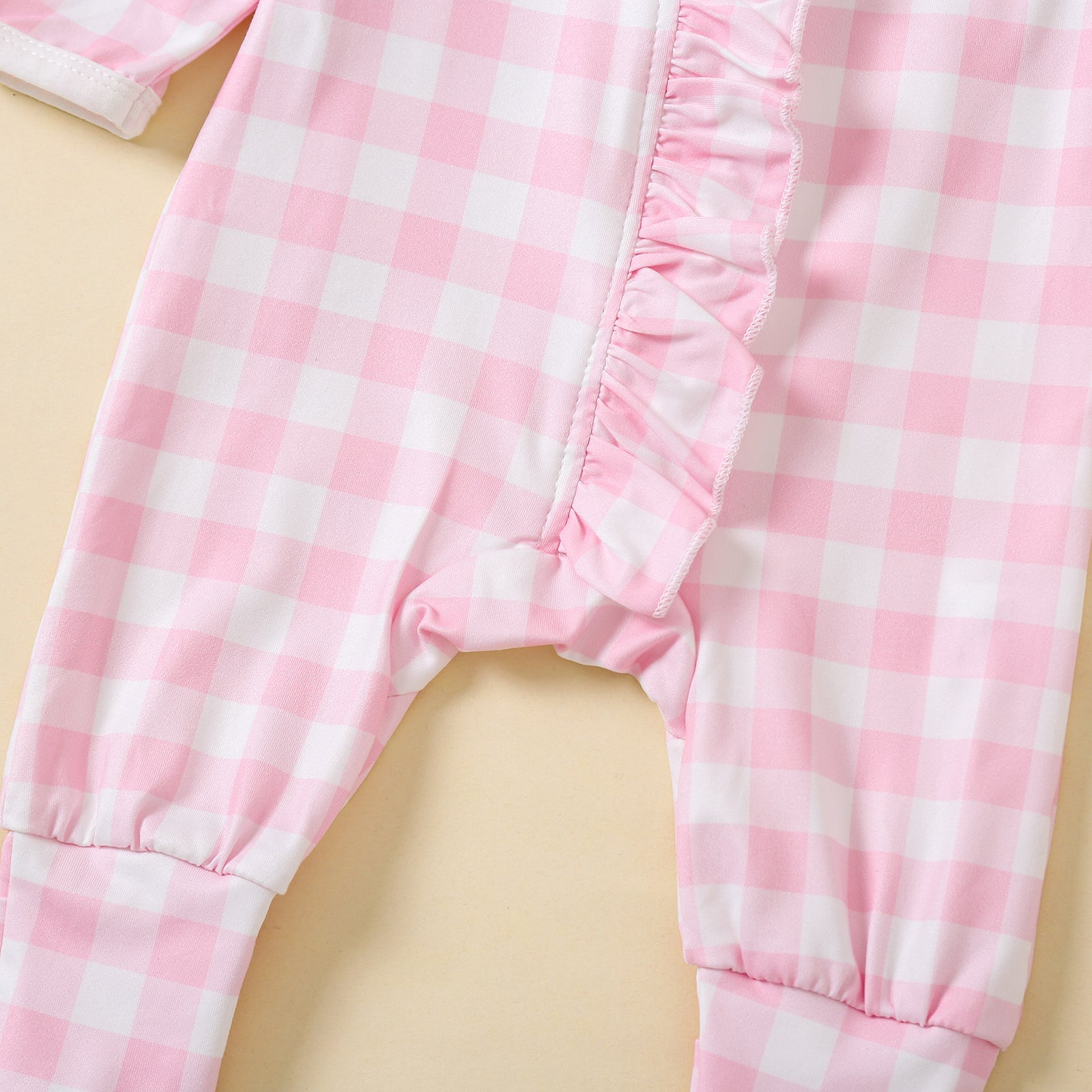 2PCS Lovely Plaid Printed Long Sleeve Baby Jumpsuit