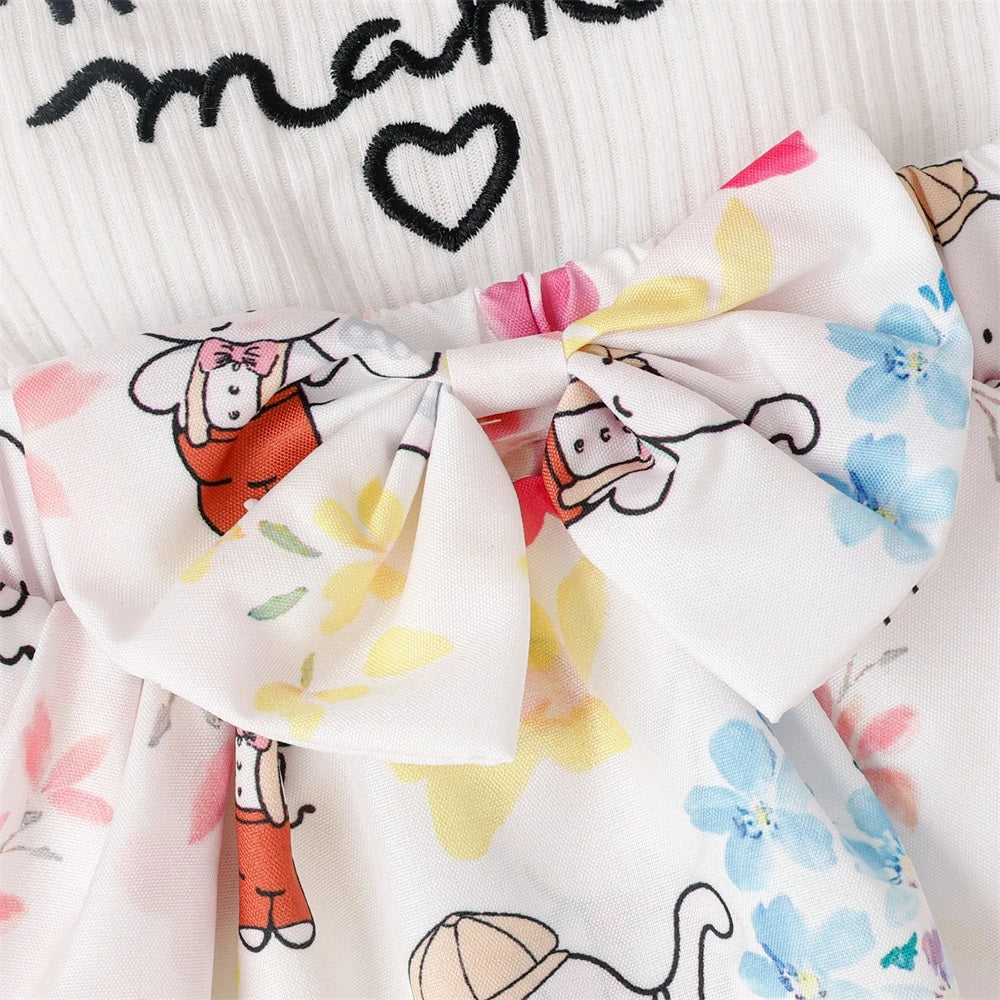 2PCS I Got It From My Mama Letter Elephant Printed Baby Romper