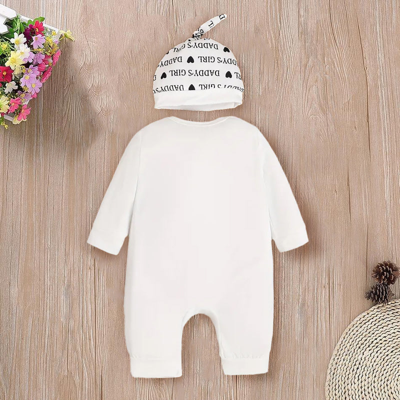 2PCS Daddy's Girl Letter Printed Long Sleeve Baby Jumpsuit