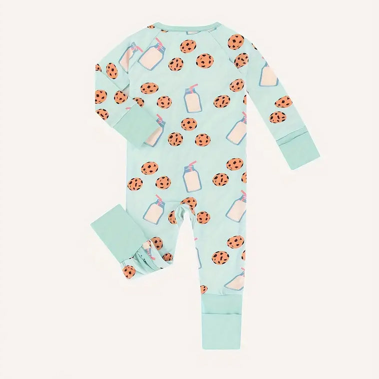 Cookie Bottle Printed Zipper Bamboo Viscose Baby Jumpsuit