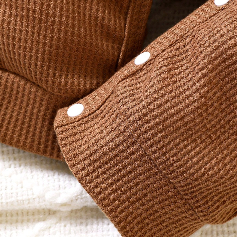 2PCS Cute Scarf Bear Printed Long Sleeve Baby Jumpsuit