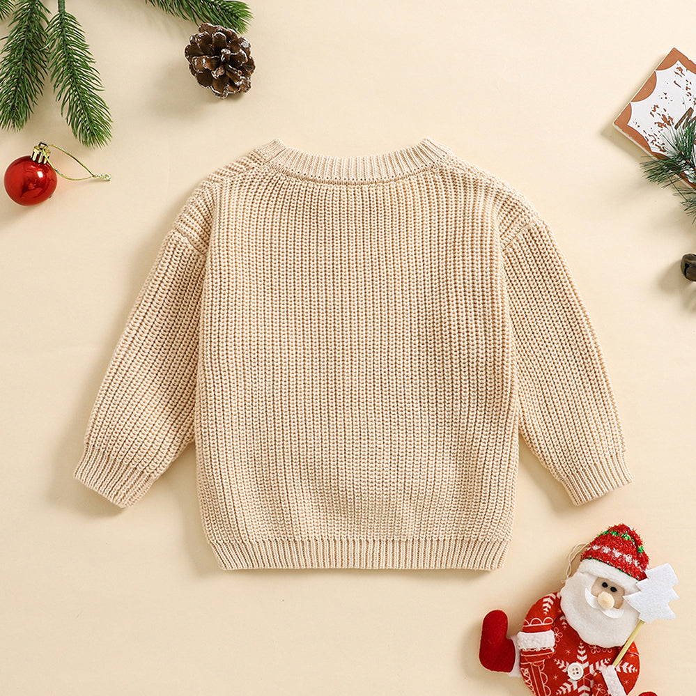 3PCS My First Christmas Letter Printed Knit Long Sleeve Baby Top